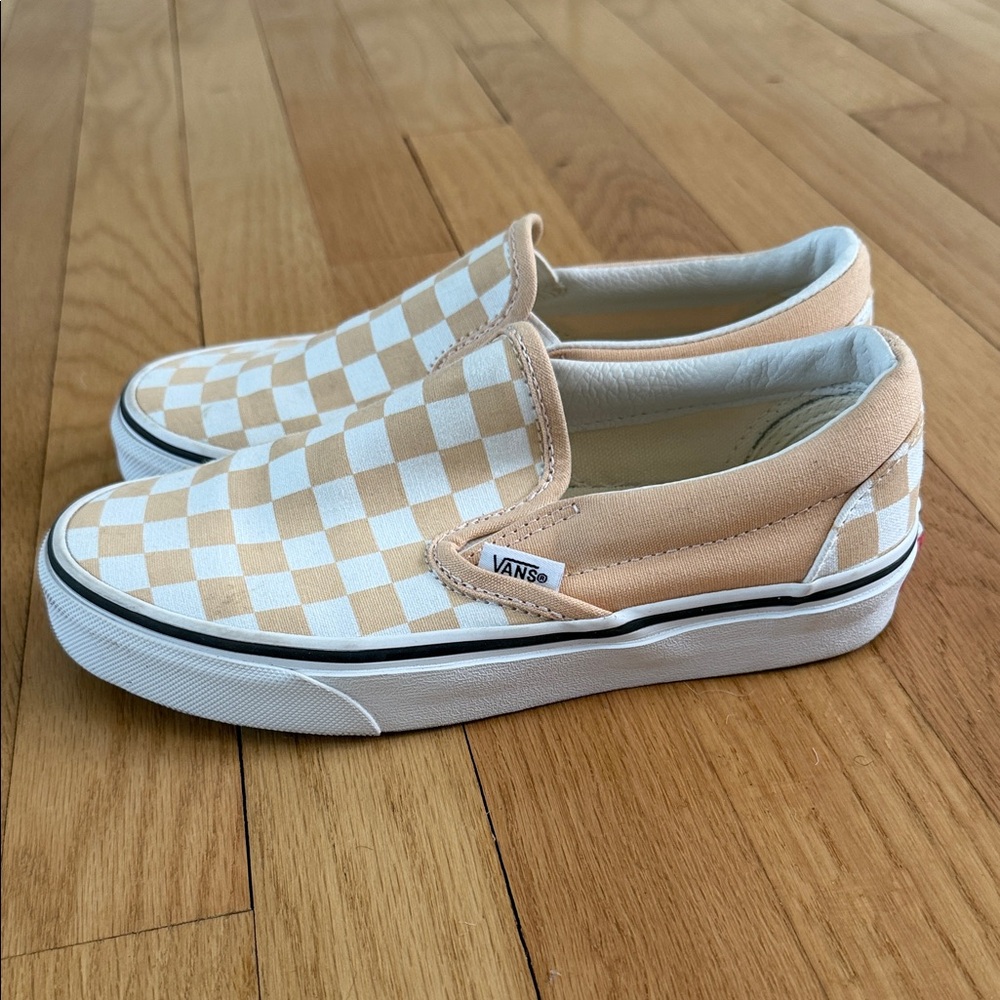 Vans Kids Slip-On Sneakers - Cream and White Checkerboard - Picture 2 of 4